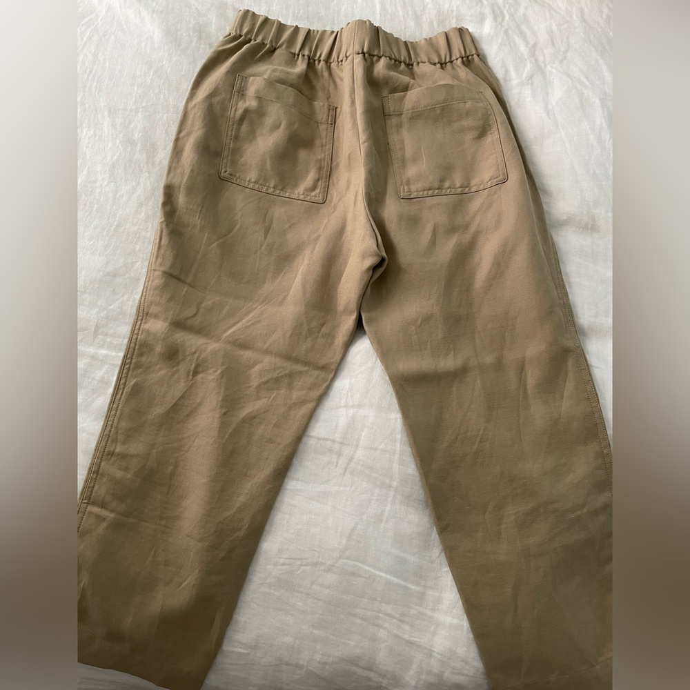 Banana Republic pull on tan linen cotton pants S petite LIKE NEW